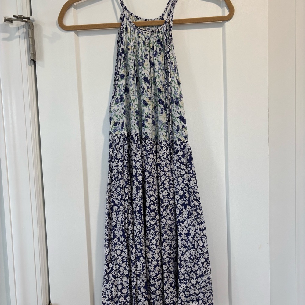 Floral Maxi Dress in Blue and White